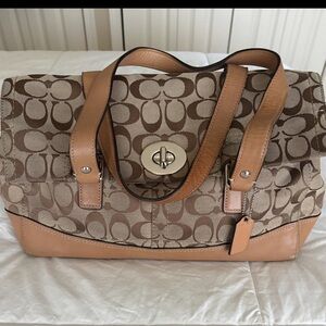 Coach Hampton Signature Turnlock Flap Satchel Bag – Canvas & Leather